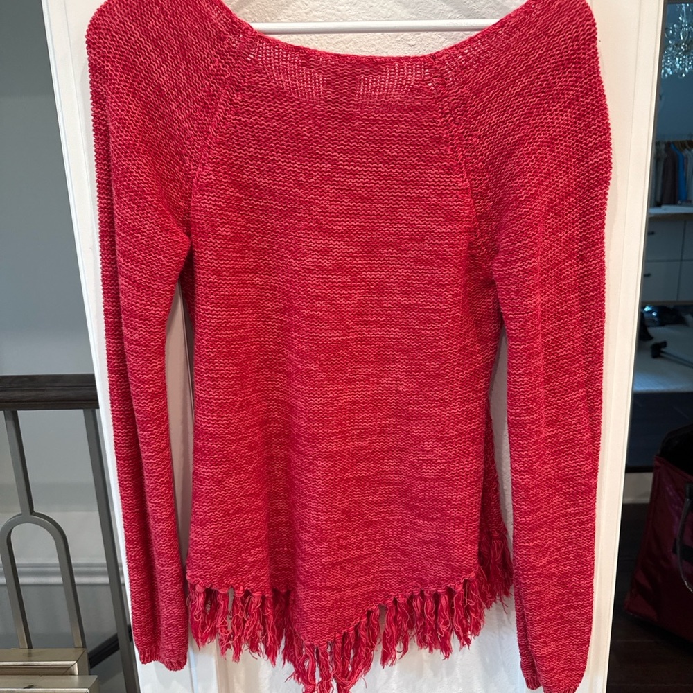 American Rag Red Fringe Sweater - Picture 4 of 4
